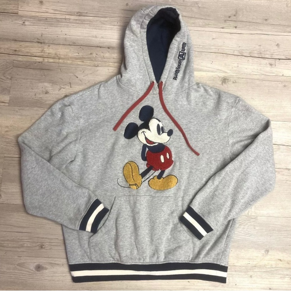 Walt Disney Sz M Original Mickey Mouse Raised Embroidered Hoodie Sweatshirt